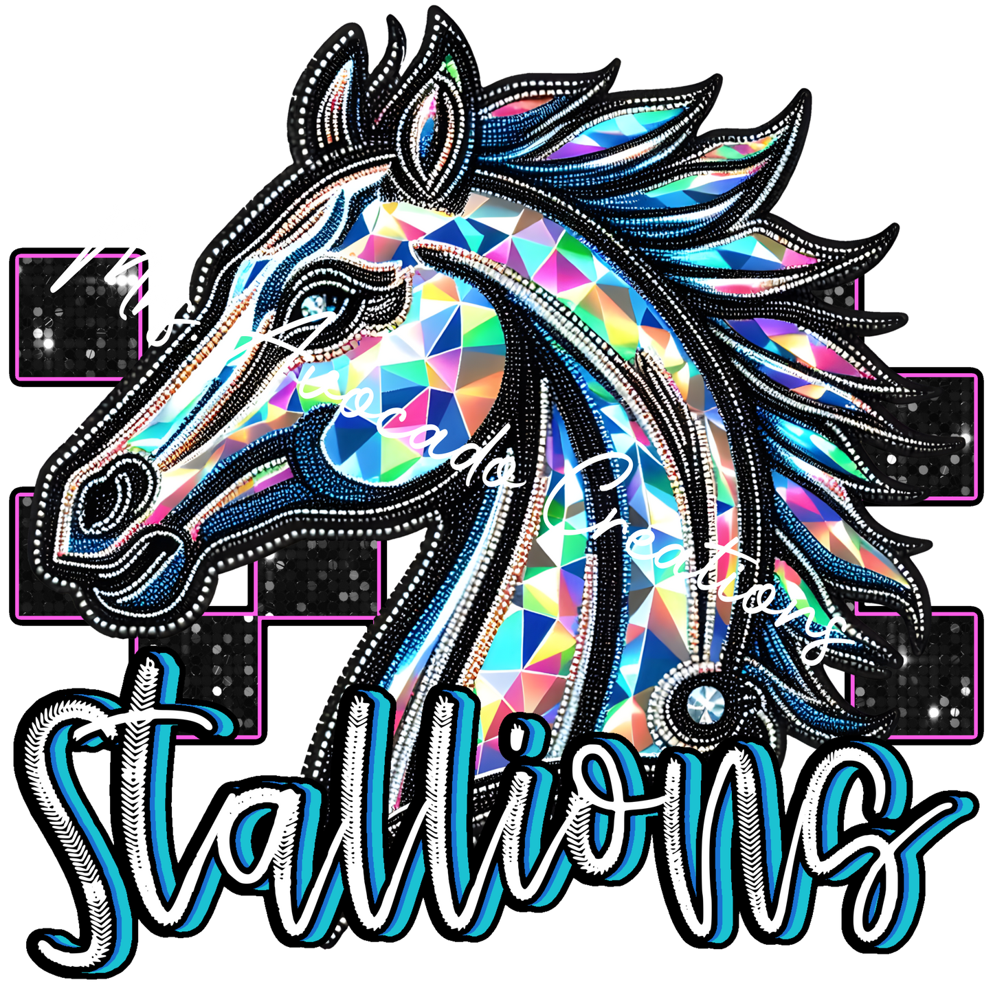 Faux rhinestone Stallions