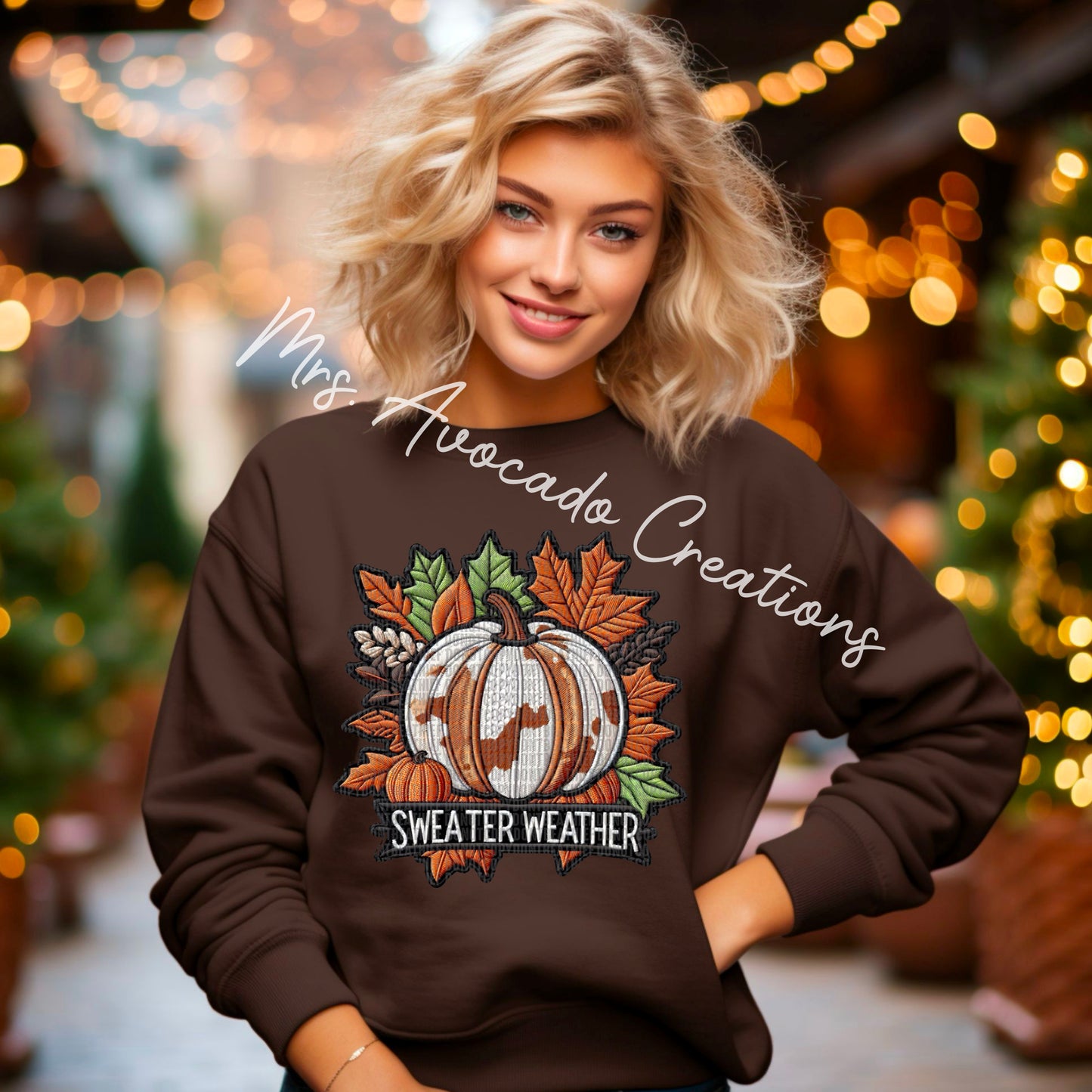 Faux embroidery sweater weather pumpkin