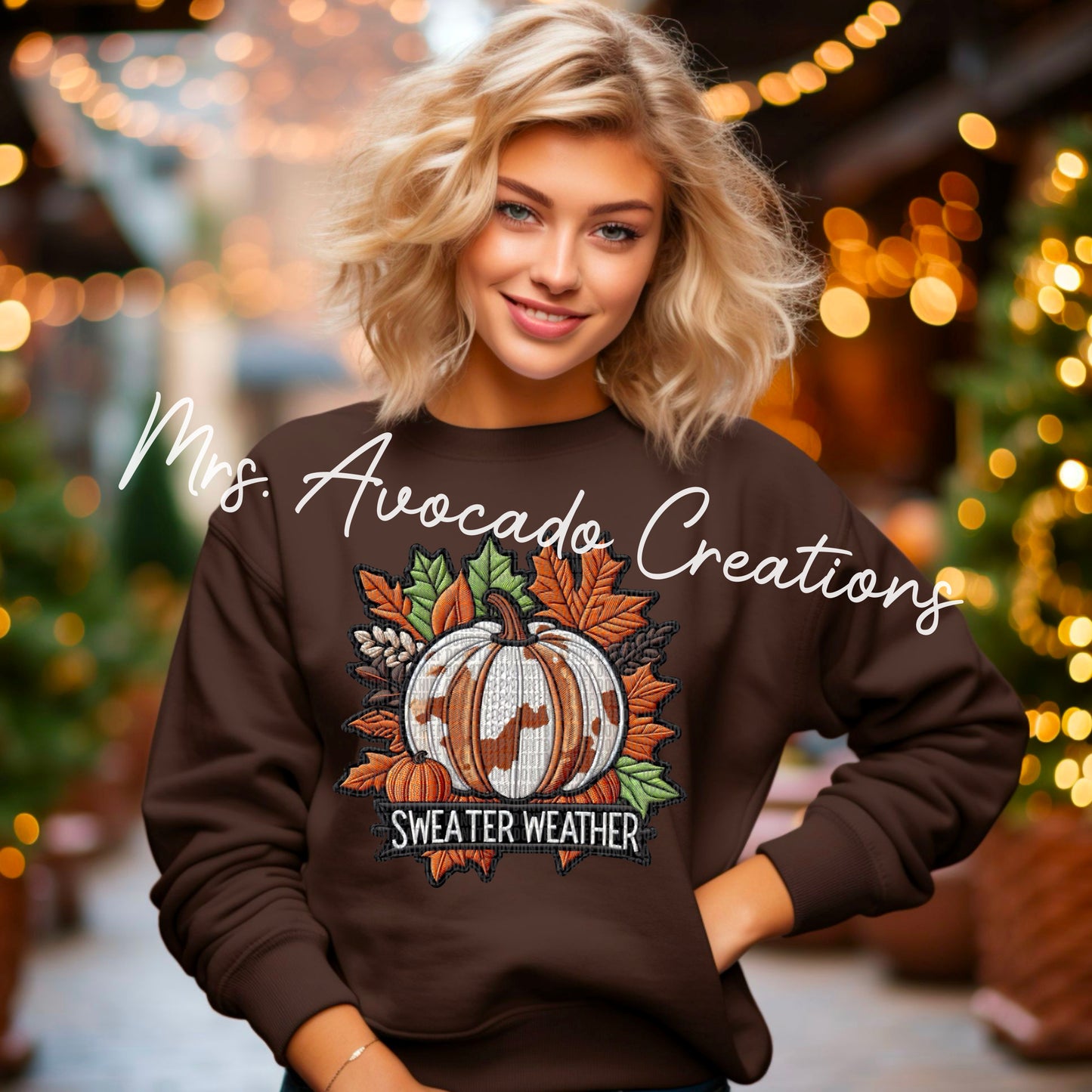 Sweater weather faux embroider pumpkin