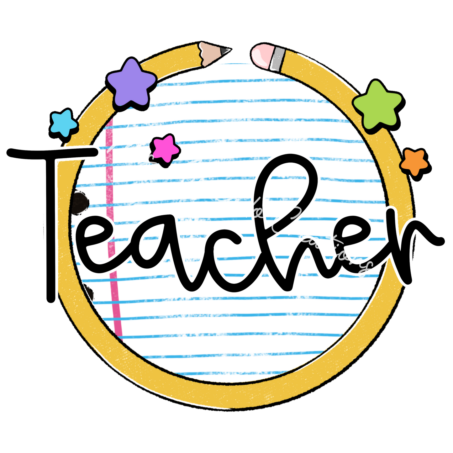 Colorful pencil circle teacher script