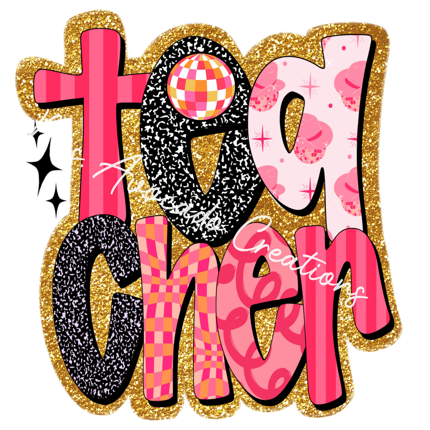 Pink and gold teacher