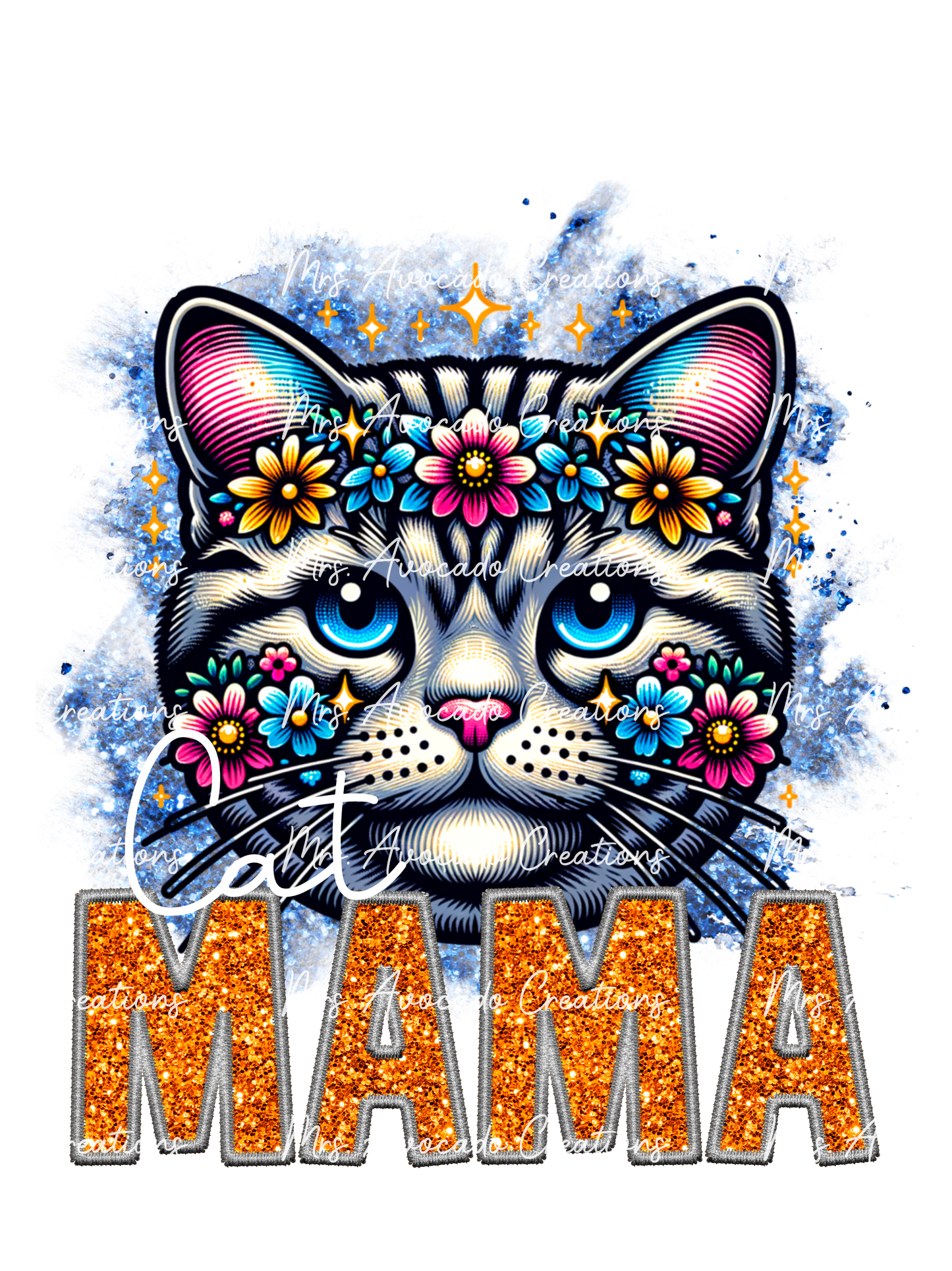 White/Black Stripe Cat Mama