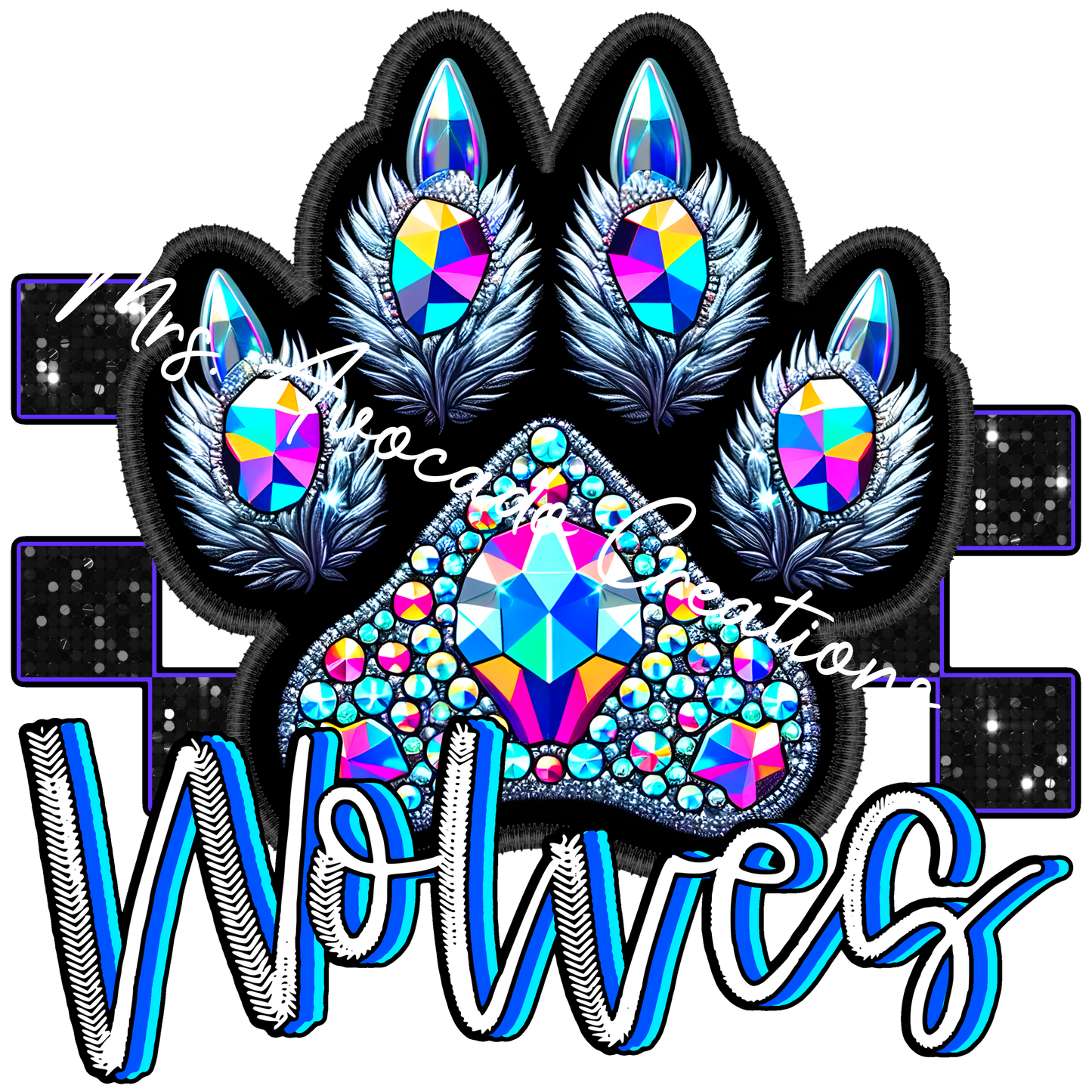 Faux rhinestone Wolves