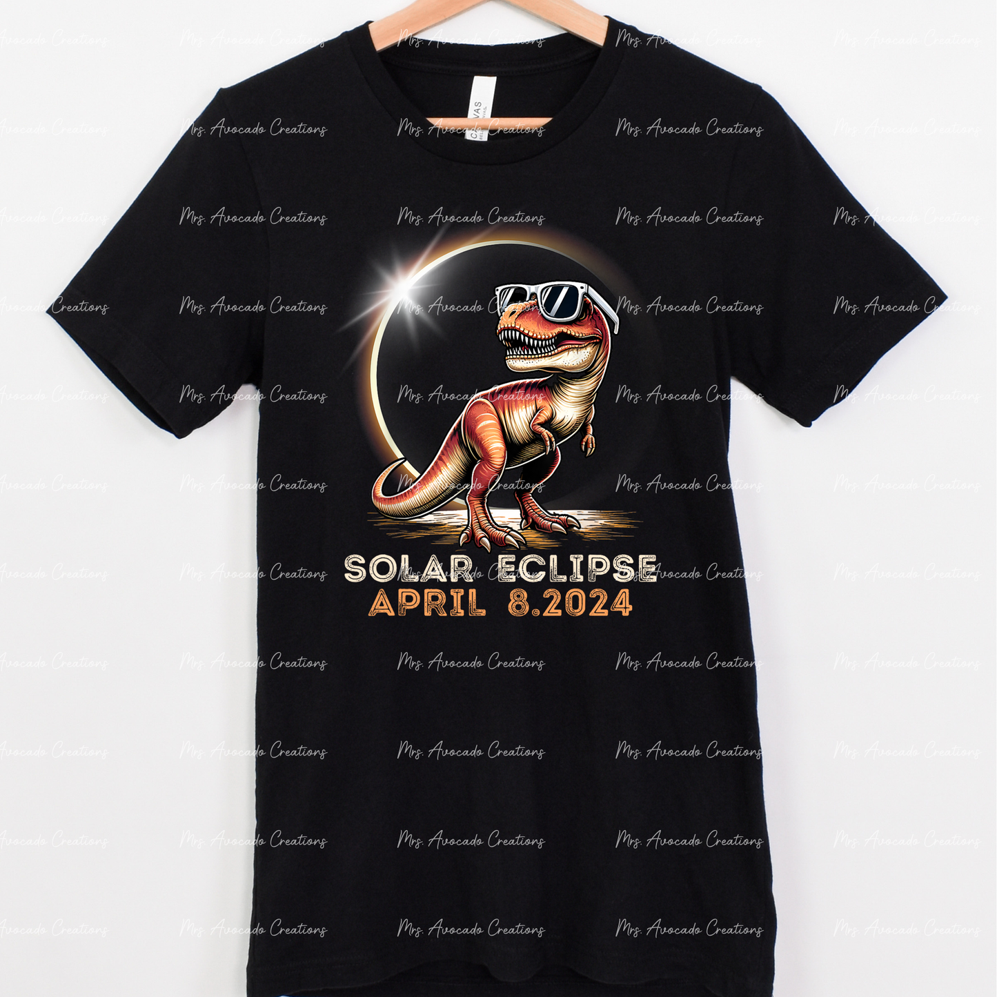 Solar Eclipse 2024 Dino with glasses