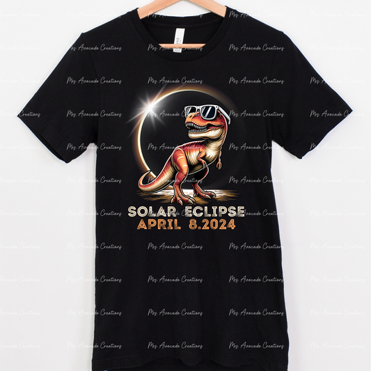 Solar Eclipse 2024 Dino with glasses