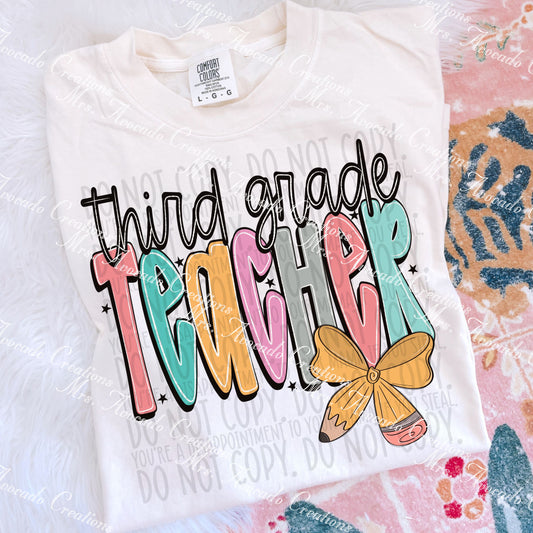 Bow Pencil Teacher Third Grade