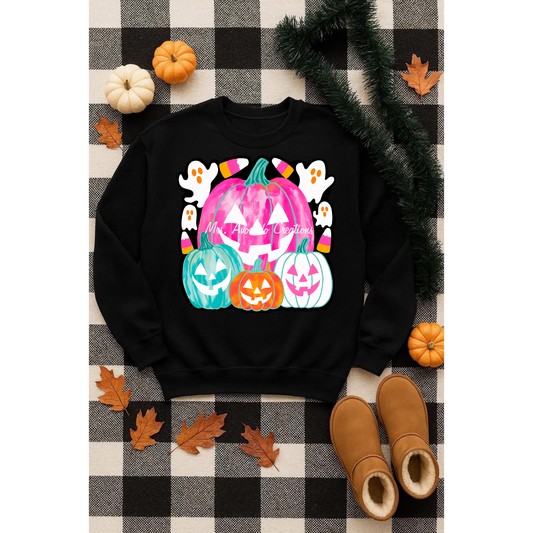 Pink/Teal pumpkins and ghosts