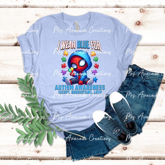 I wear blue red hero