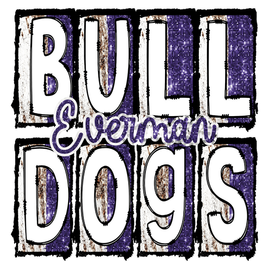 Bulldogs faux glitter purple gold