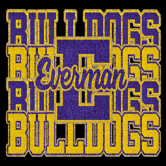 E Bulldogs faux chenille