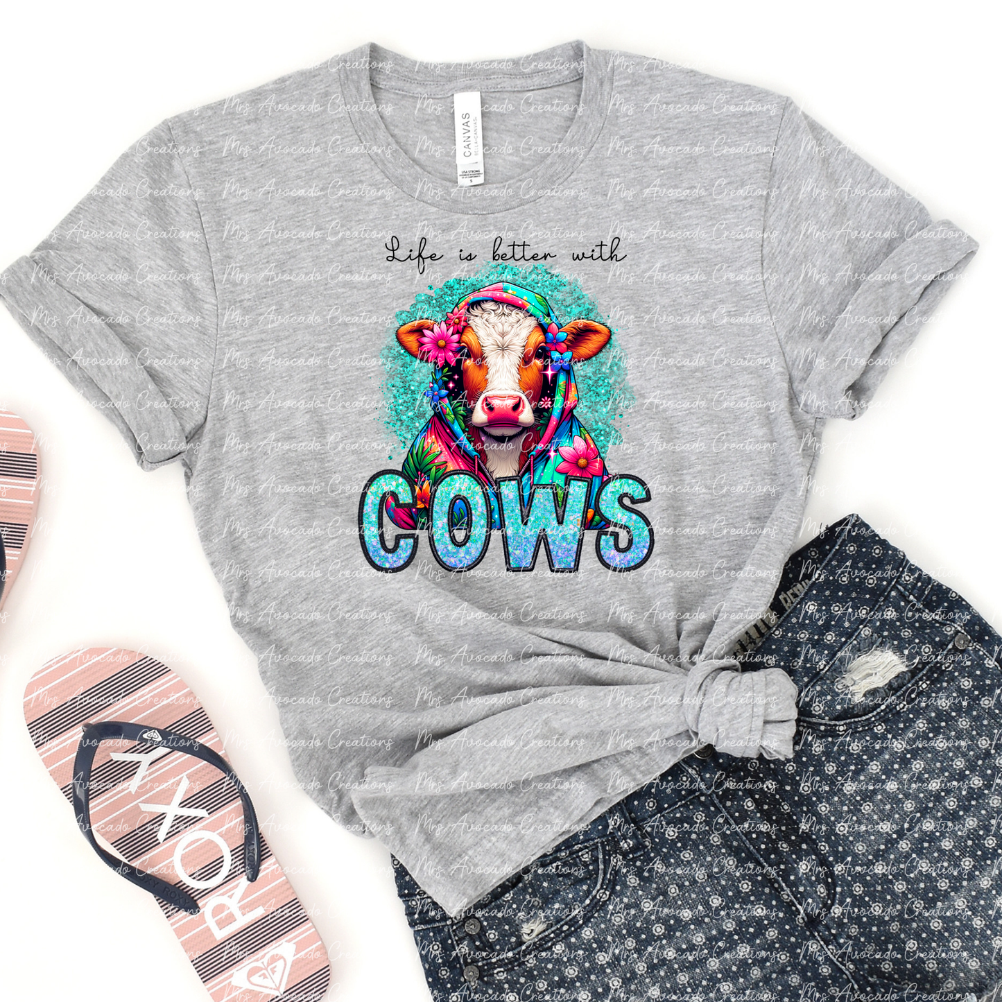 Life is better with cows (brown/white)