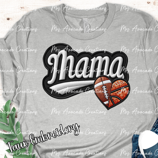 Football/Basketball Mama Heart