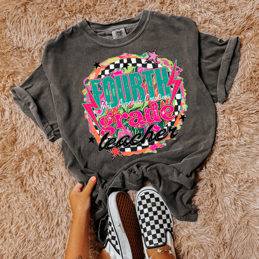 Checkered Floral Fourth Grade Teacher