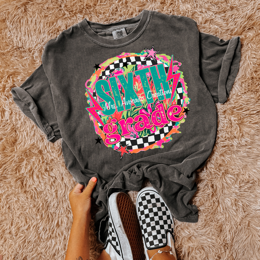 Checkered Floral Sixth Grade