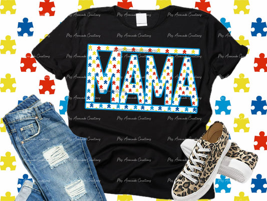 Autism Mama- faux embroidery
