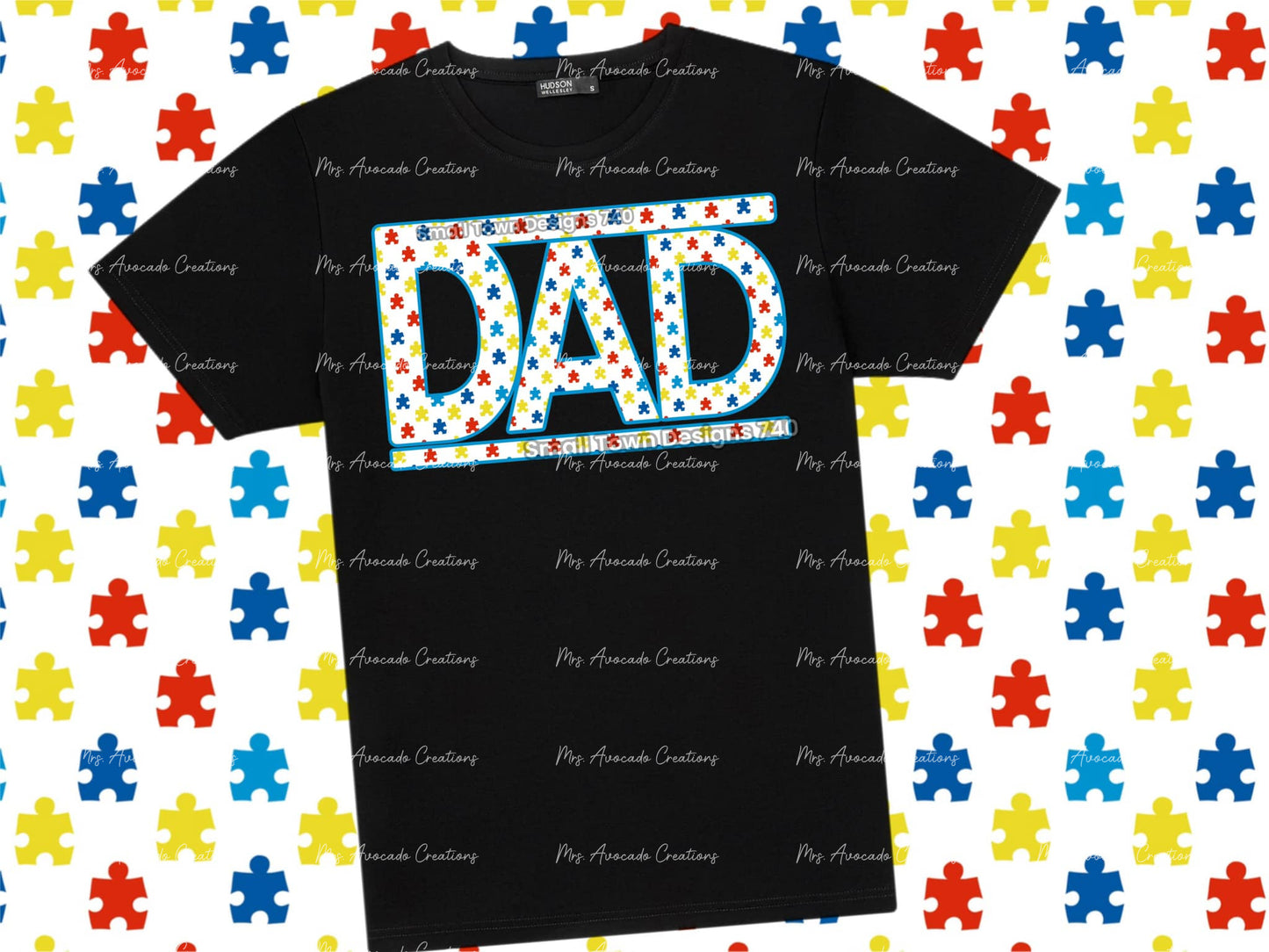 Autism Dad- faux embroidery