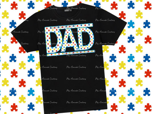 Autism Dad- faux embroidery