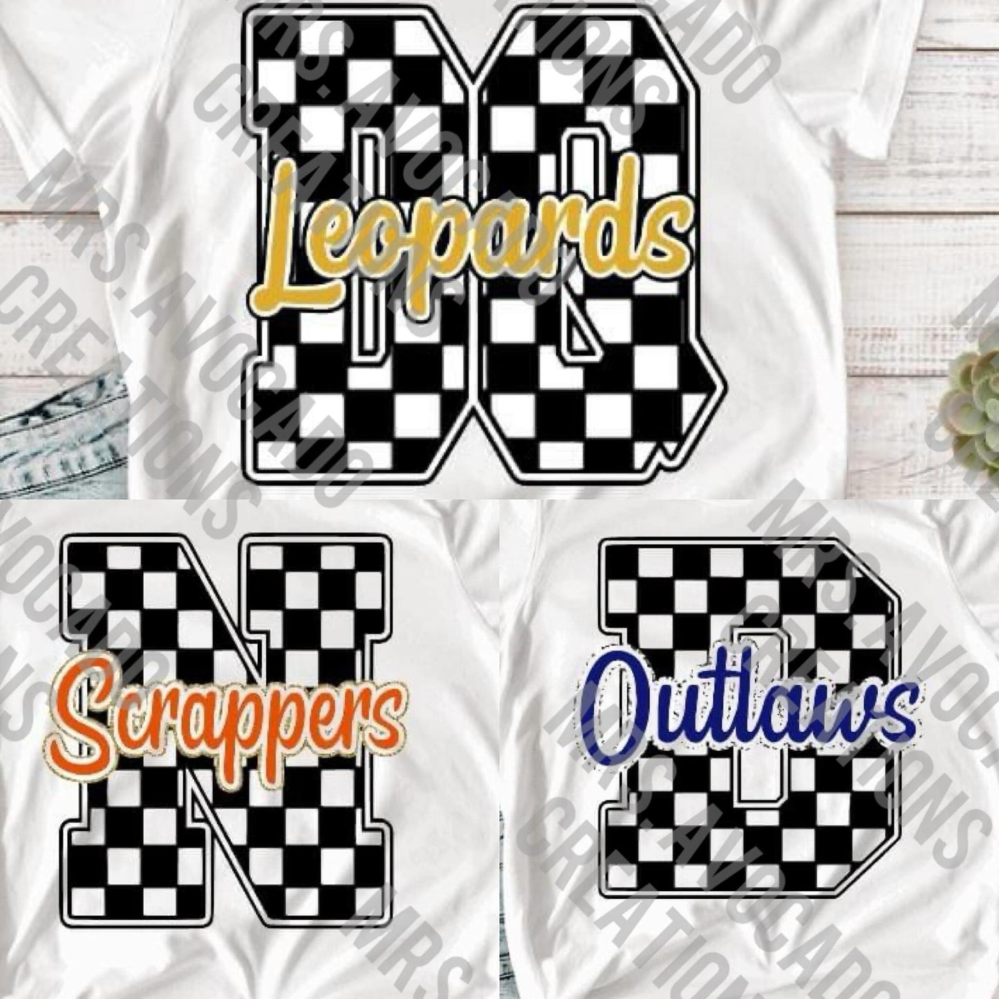 Checkered Faux Chenille Name (Custom)