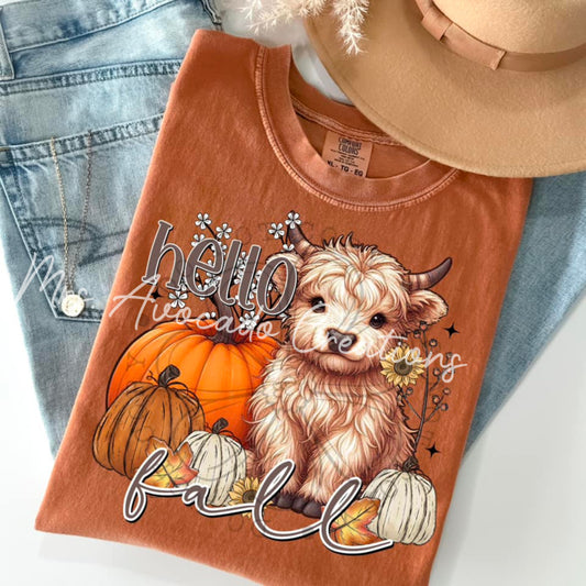 Hello Fall highland cow