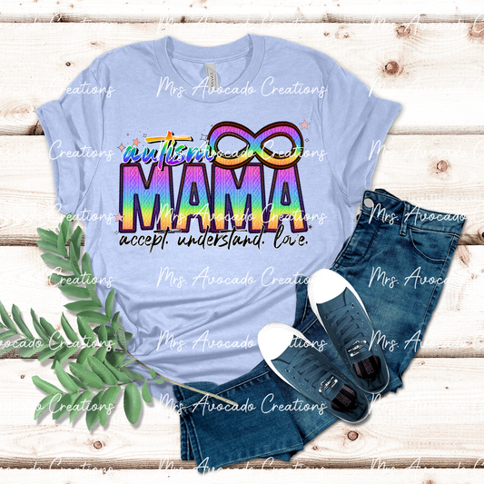 Autism mama faux embroidery