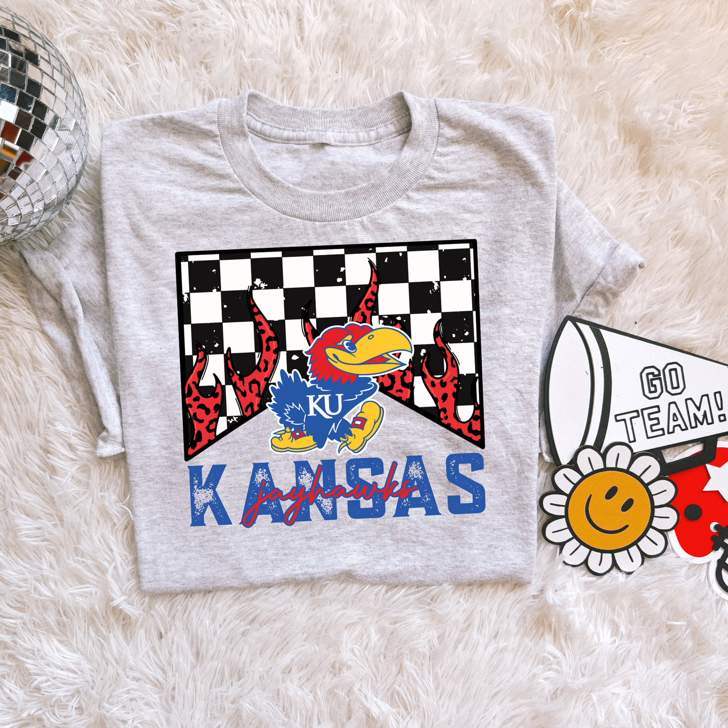 Checkered flame Kansas Jayhawks