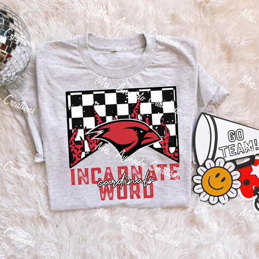 Checkered Flame Incarnate Word Cardinals
