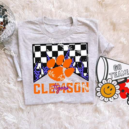 Checkered Flame Clemson Tigers
