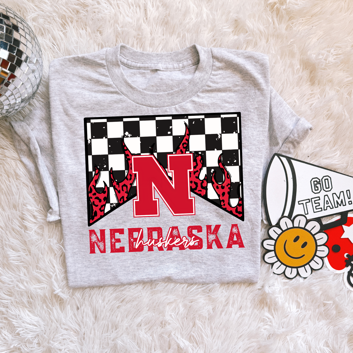 Checkered flame Nebraska Huskers