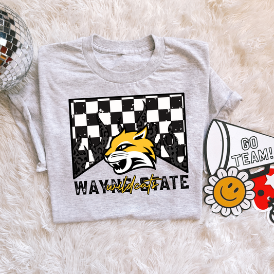 Checkered flame Wayne State Wildcats