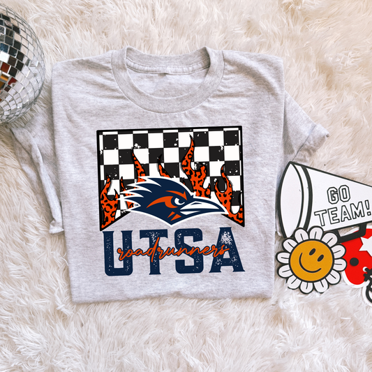 Checkered flame UTSA Roadrunners