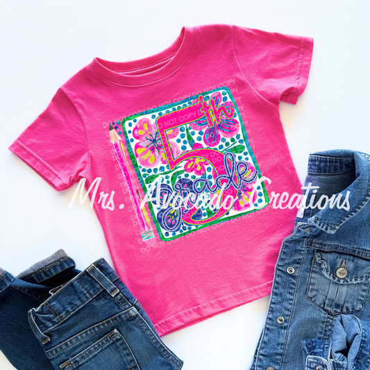 Bright Floral Fifth Grade