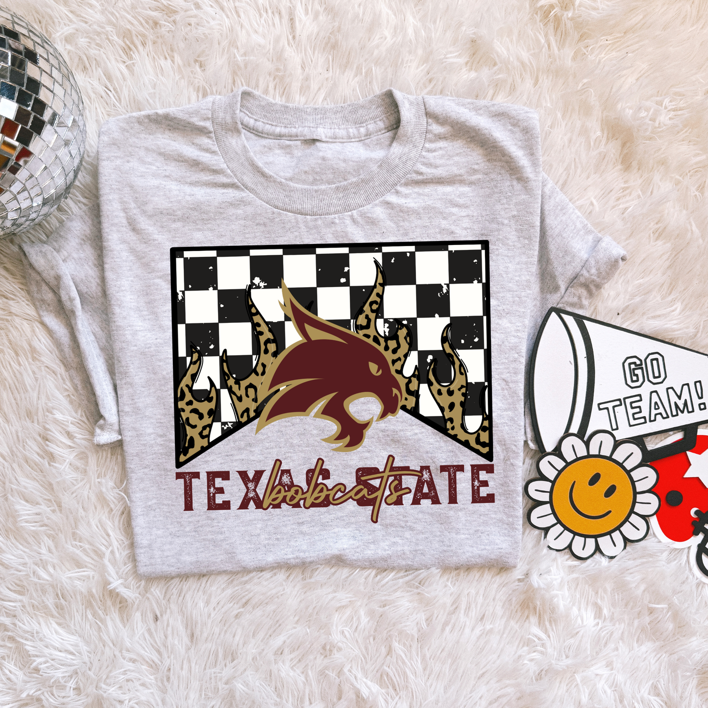 Checkered flame Texas State Bobcats