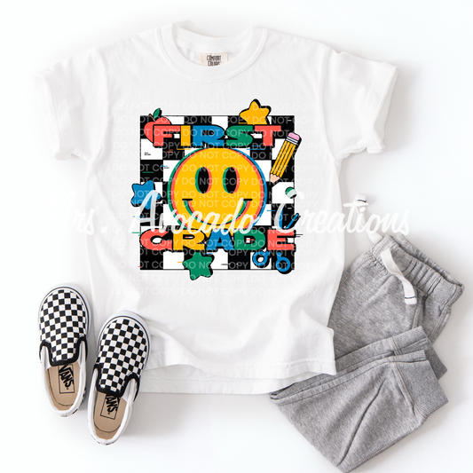 Checkered Smiley First Grade