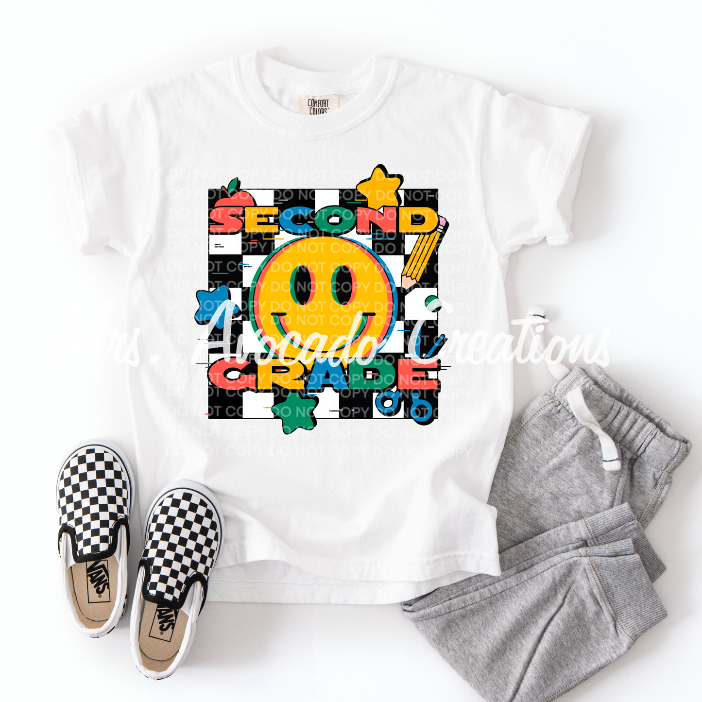 Checkered Smiley Second Grade