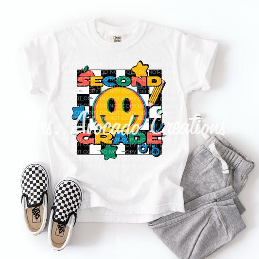 Checkered Smiley Second Grade