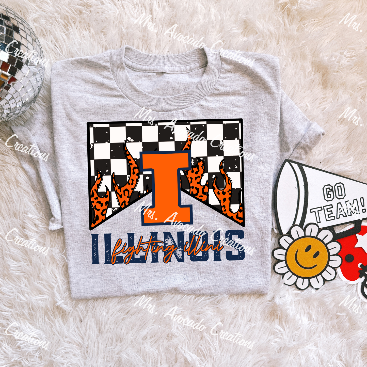 Checkered Flame Illinois Fighting Illini