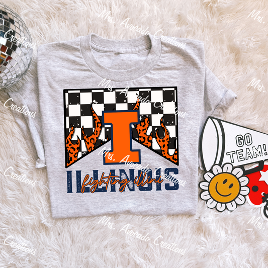 Checkered Flame Illinois Fighting Illini