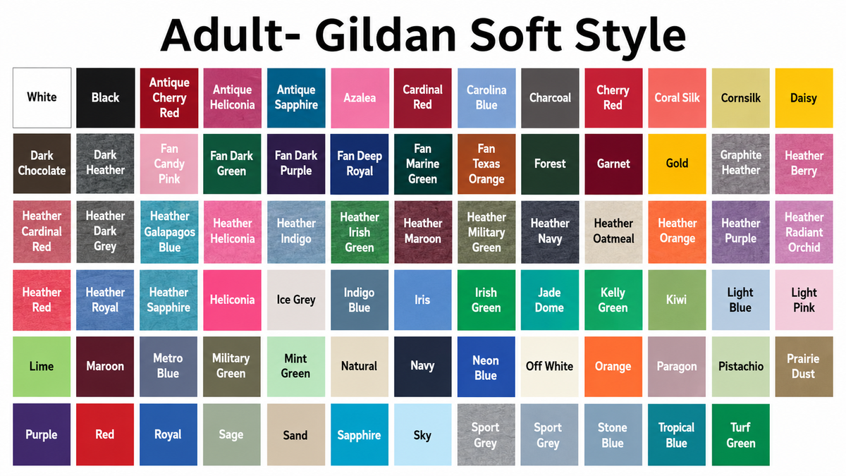 Adult Shirt Color Options