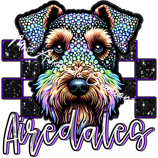 Faux rhinestone Airedales