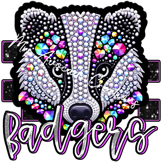 Faux rhinestone Badgers