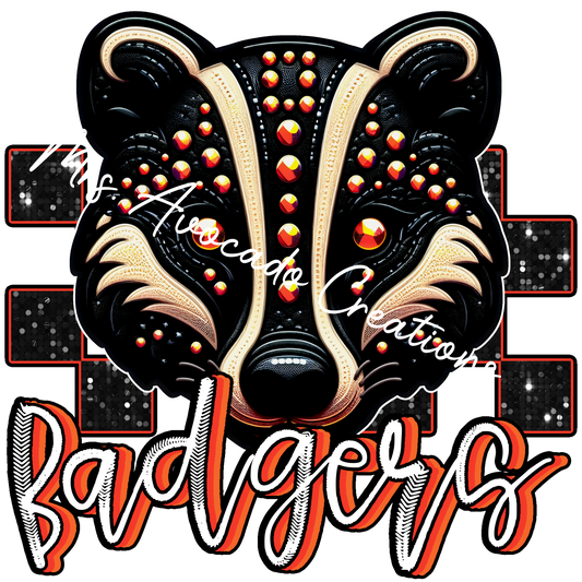 Faux rhinestone Badgers orange