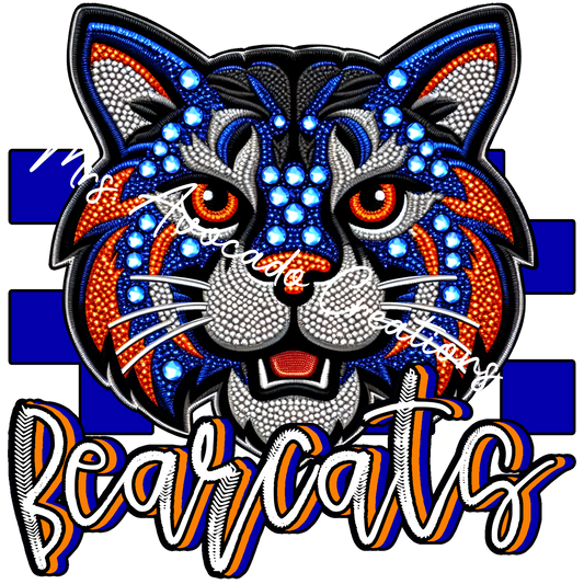 Faux rhinestone Bearcats blue orange