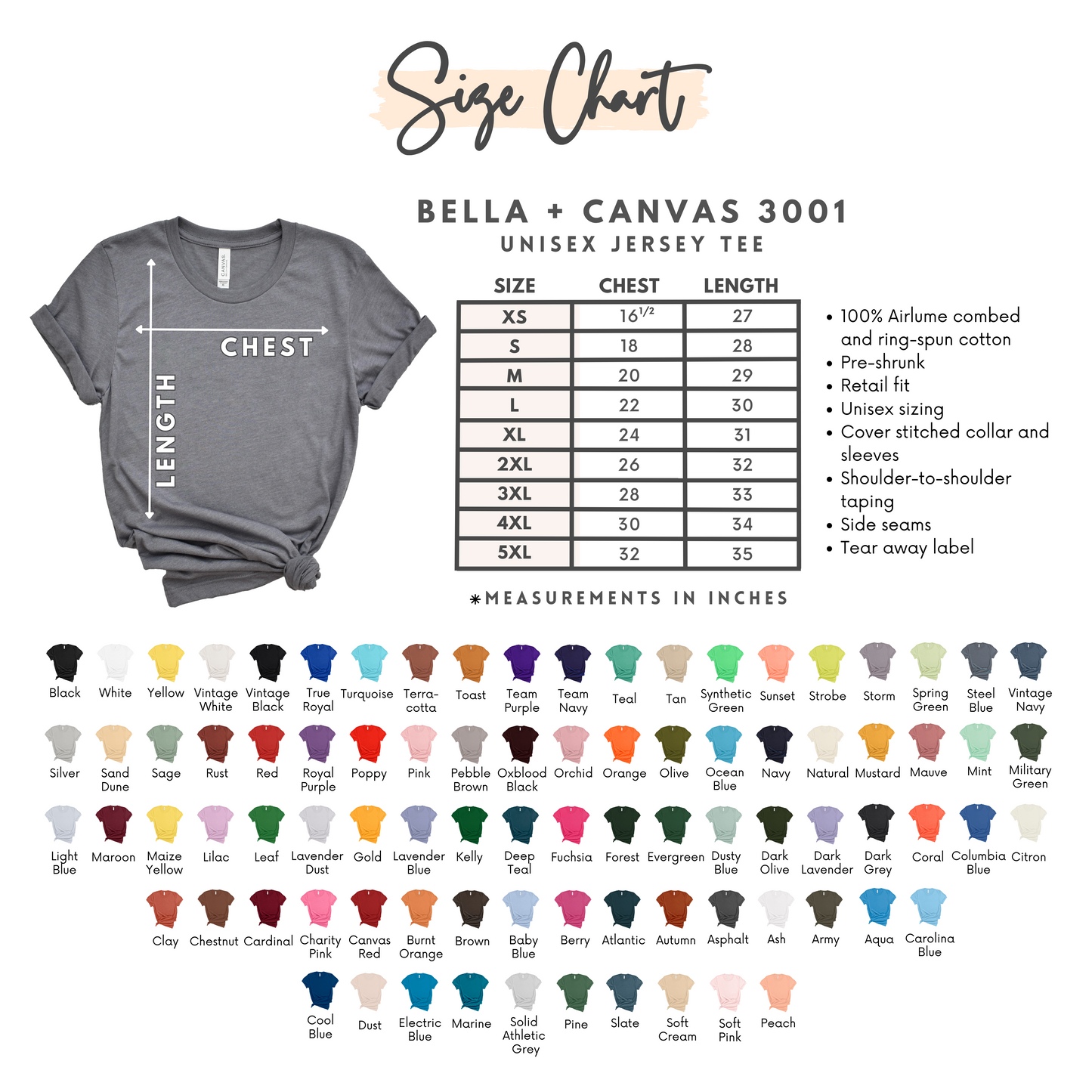 Adult Shirt Color Options