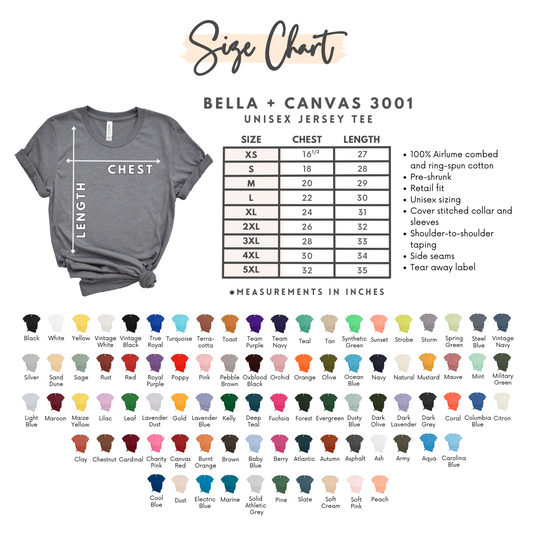 Adult Shirt Color Options