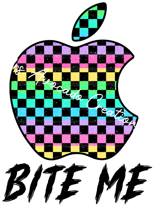 Bite me checkered apple