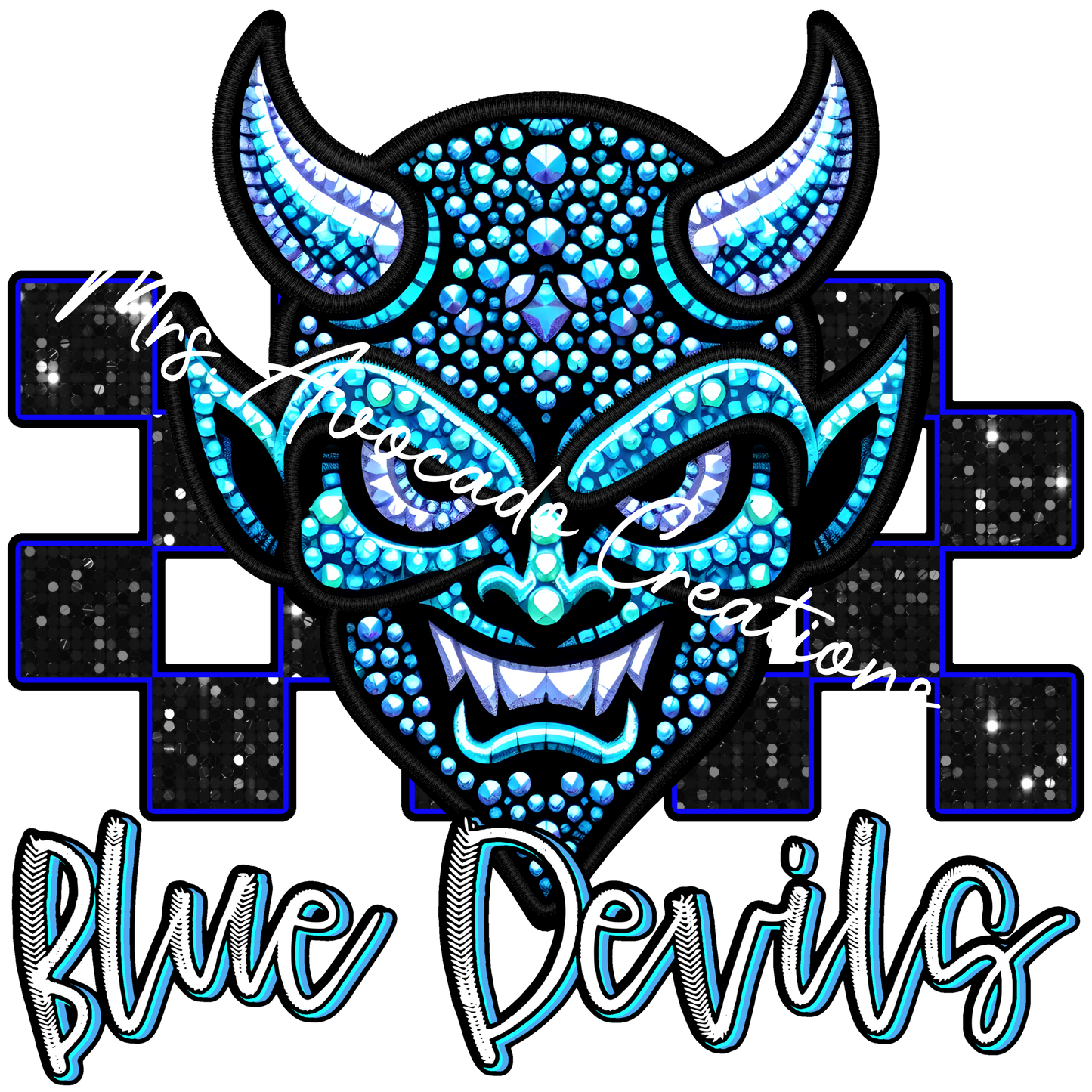 Faux rhinestone Blue Devils