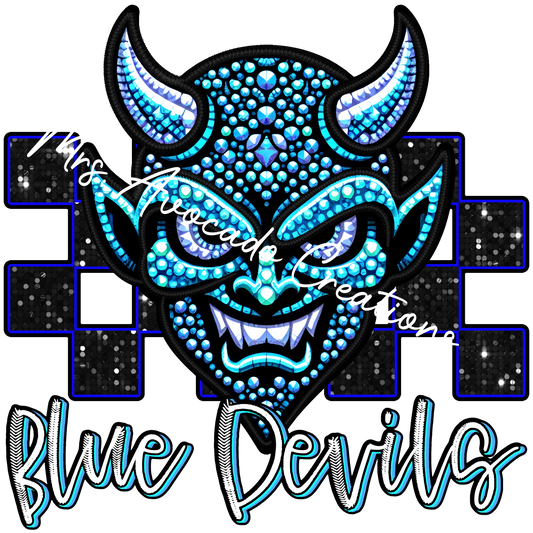Faux rhinestone Blue Devils