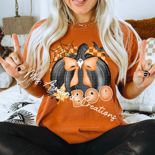 Black pumpkin with bow