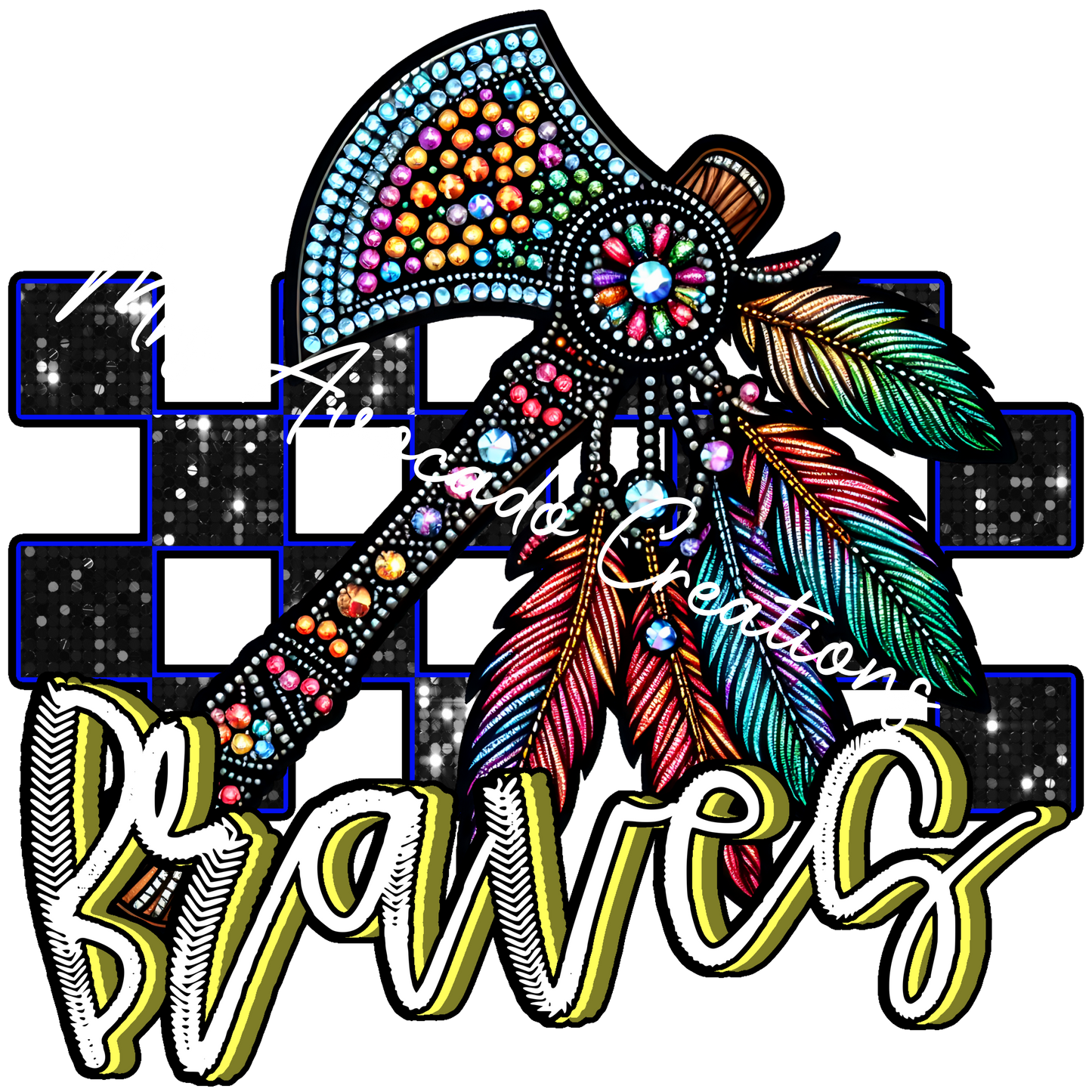 Faux rhinestone Braves tomahawk