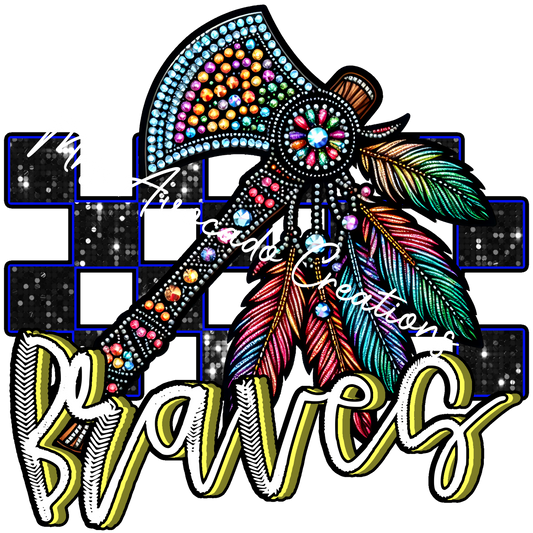 Faux rhinestone Braves tomahawk